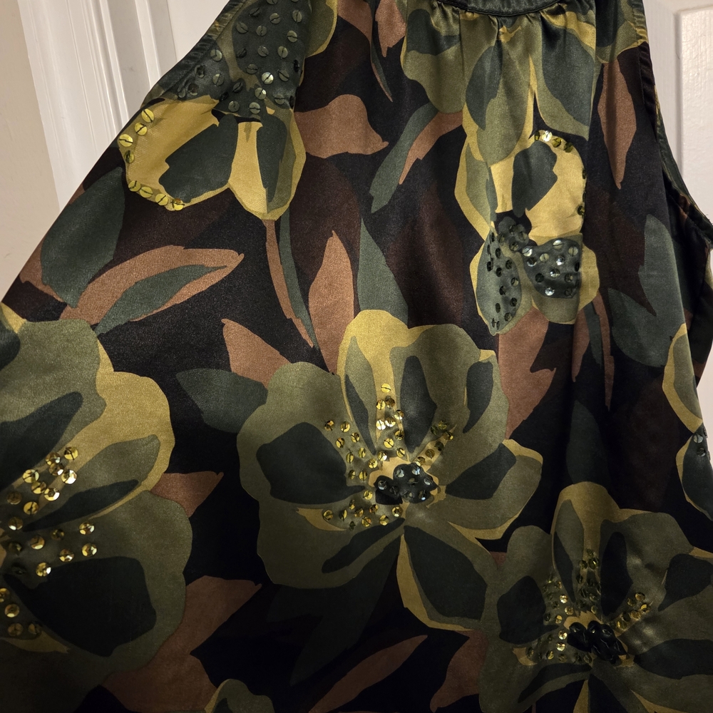 Apt. 9 Flower Patterned Sleeveless Blouse In Shades Of Greens/Browns. Size XL - Picture 4 of 11